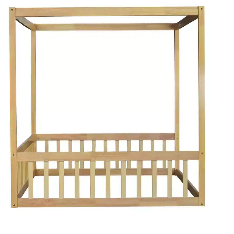 Luxystar Letto a Terra a Baldacchino in Legno con Recinzione