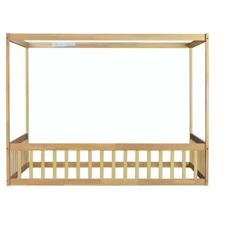 Luxystar Letto a Terra a Baldacchino in Legno con Recinzione