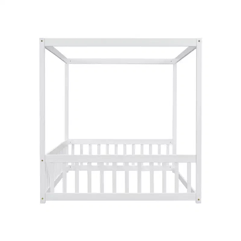 Luxystar Letto a Terra a Baldacchino in Legno con Recinzione