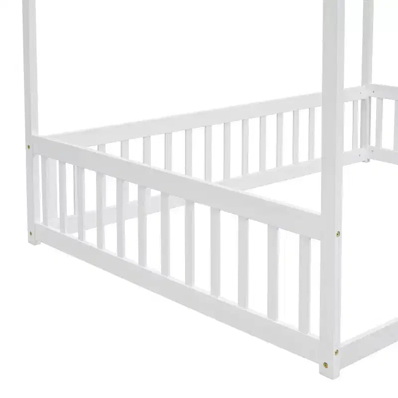 Luxystar Letto a Terra a Baldacchino in Legno con Recinzione