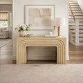 Royal Hampton Console Sofa Table, 53 Inch Sculpted Arch, Light Beige Mango Wood