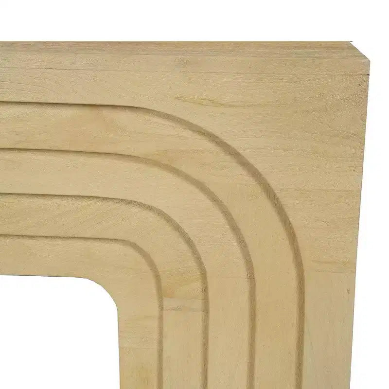 Tavolo Consolle Divano Royal Hampton, 53 Pollici, Arco Scolpito, Legno di Mango Beige Chiaro