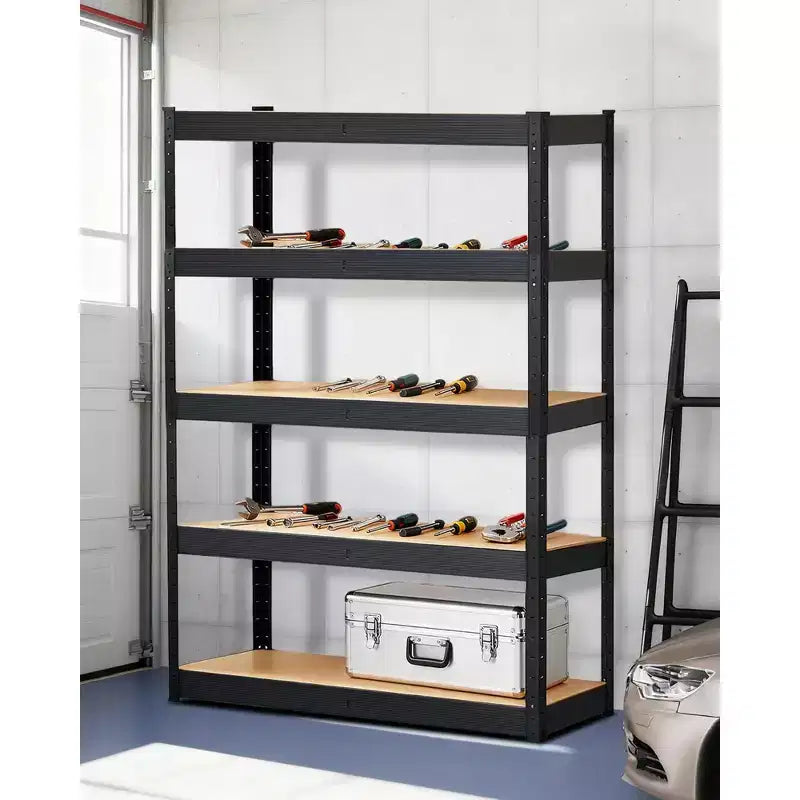 Scaffale Metallico Regolabile a 5 Ripiani Argento/Nero – 91,44 cm L x 45,72 cm P x 182,88 cm H