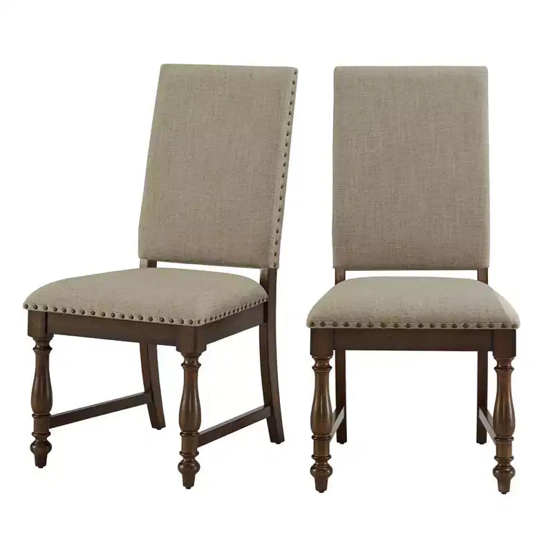 Sedia da pranzo imbottita beige, stile tradizionale, set da 2