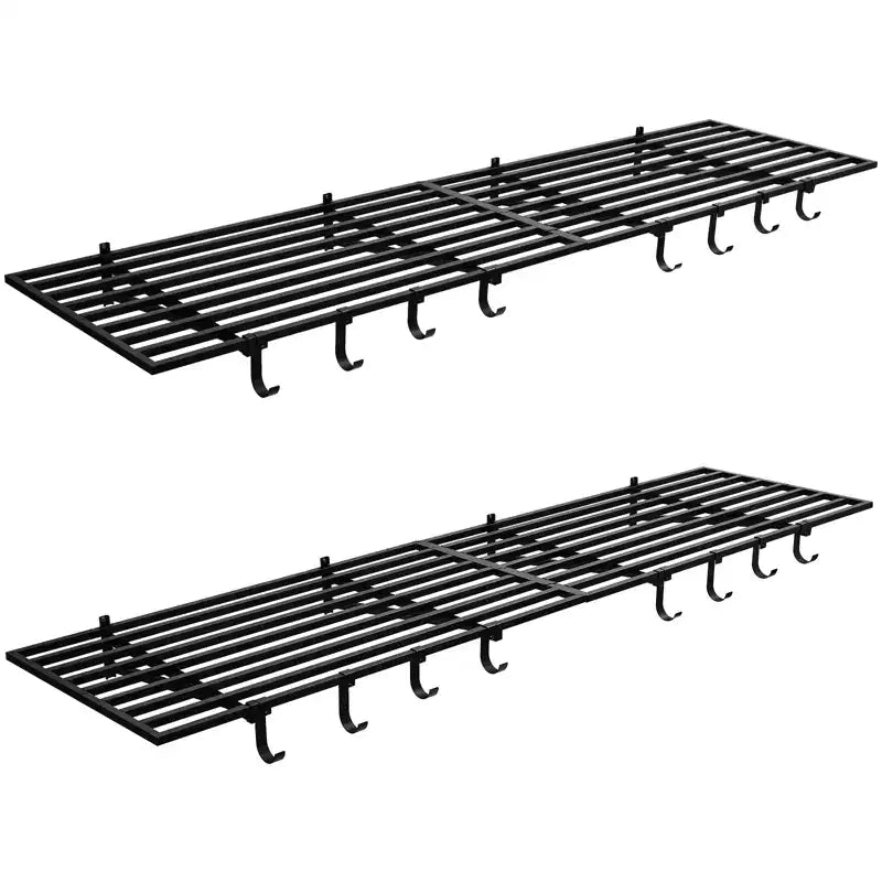 Mensole da garage nere in metallo montabili a parete, confezione da 2, 60x120 cm, 90 kg ciascuna