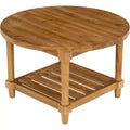 Lantine Round Coffee Table, 31.5 Farmhouse Solid Wood Center Table with Storage, 2-Tier Tea Table for Living Room, Small Spaces, Apartment