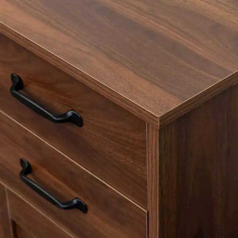 Credenza in Legno Naturale con 3 Ante e 2 Cassetti