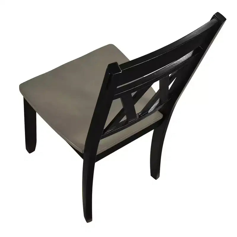 Sedie da pranzo in legno con schienale a X anticate nere/bianche, set da 2