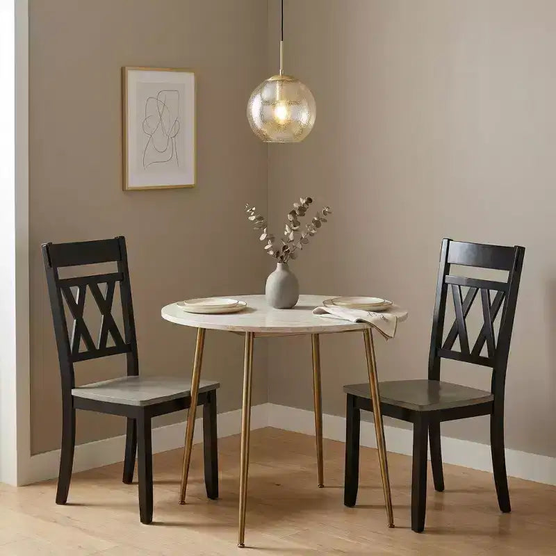 GDFStudio Harper Modern Farmhouse Wood X-Back Dining Side Chairs (Set of 2)