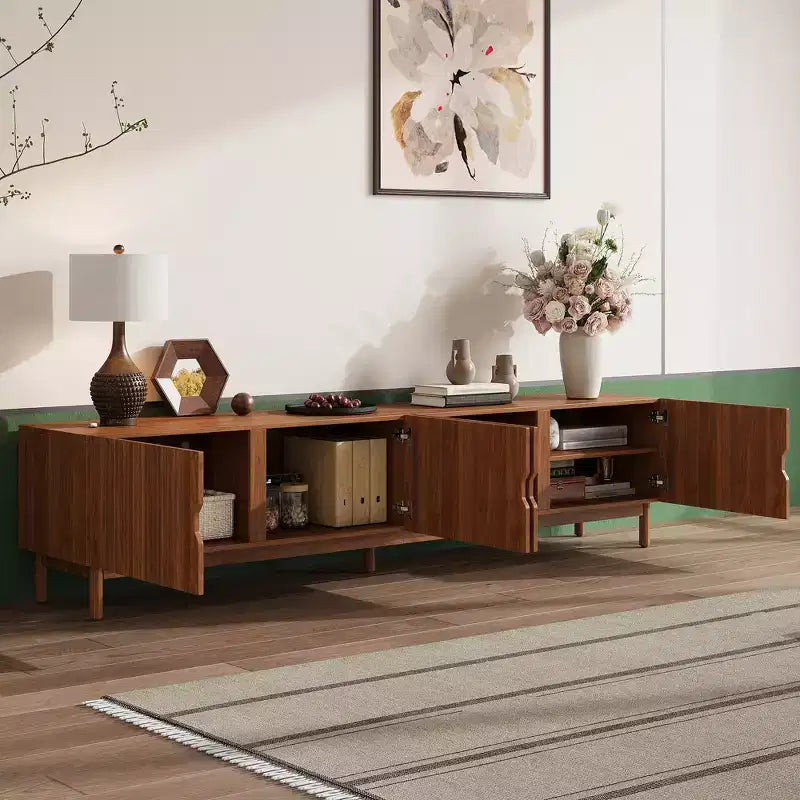 Mobile TV color legno con venature, per TV fino a 90", singolo pezzo