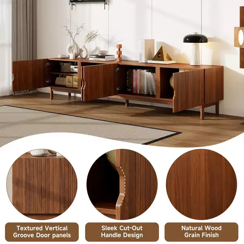 Mobile TV color legno con venature, per TV fino a 90", singolo pezzo