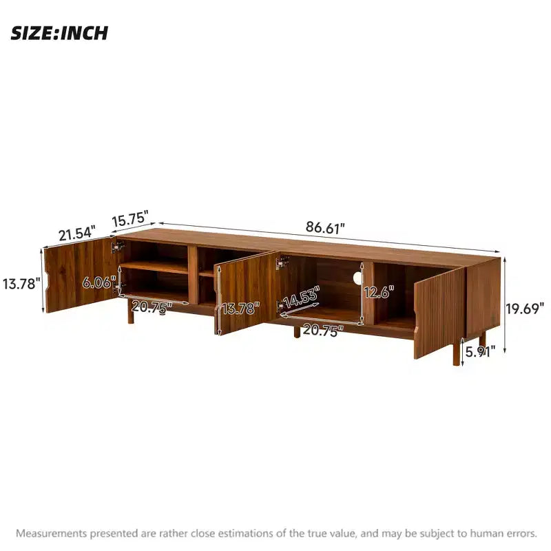 Mobile TV color legno con venature, per TV fino a 90", singolo pezzo