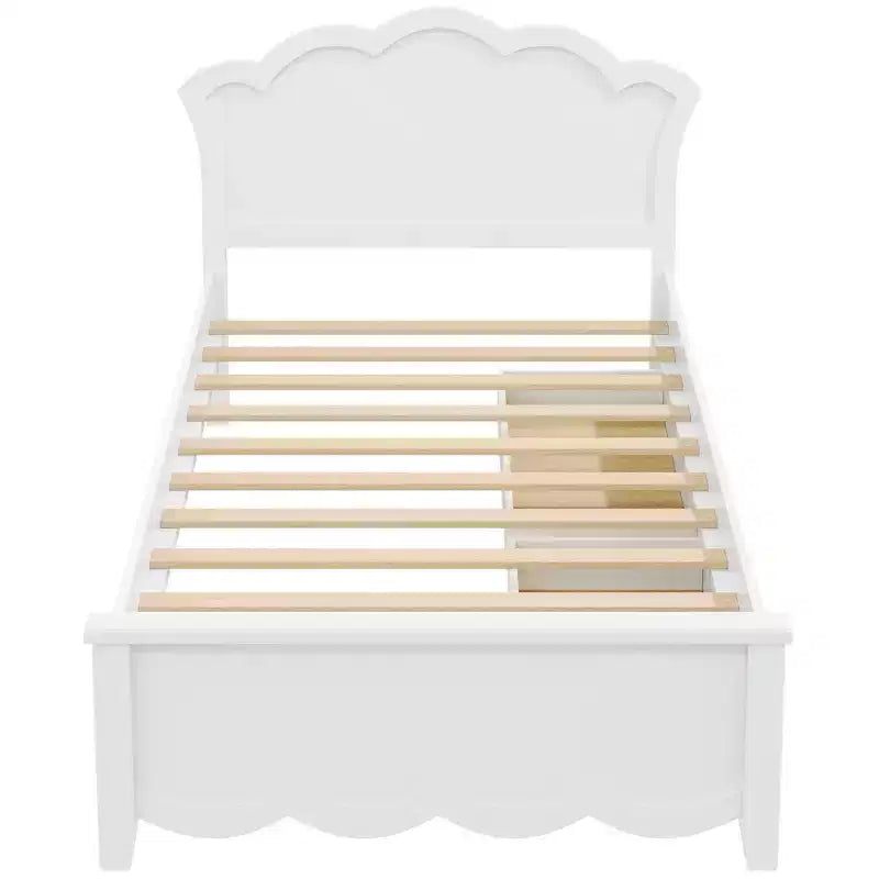 Letto a piattaforma contenitore bianco con testiera, 2 cassetti – Singolo/Matrimoniale