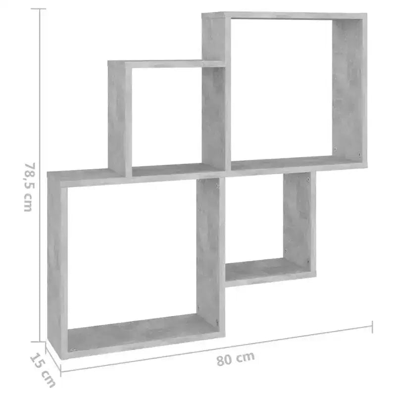 Mensola a cubo da parete grigia, stile cubico, montaggio per 1 persona