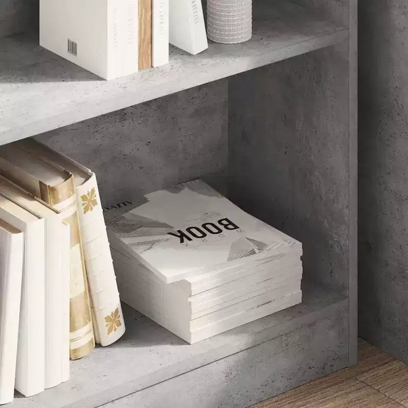 Libreria a 2 ripiani grigio cemento, 1 persona