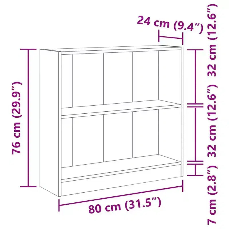 Libreria a 2 ripiani grigio cemento, 1 persona