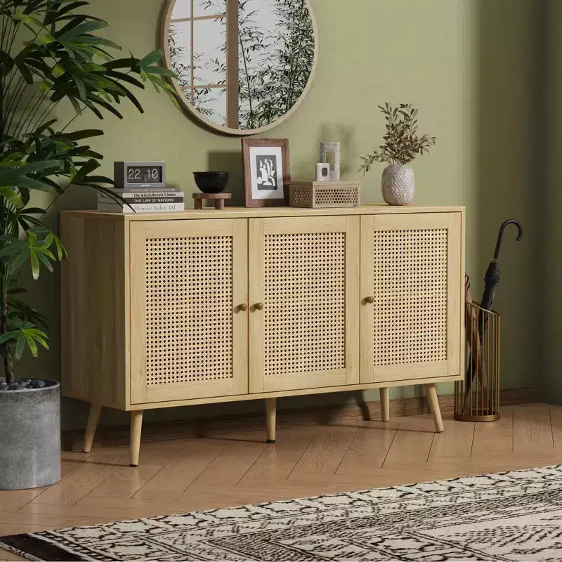 Set da soggiorno in rattan marrone in 2 pezzi (porta TV + tavolino da caffè), 1 posto