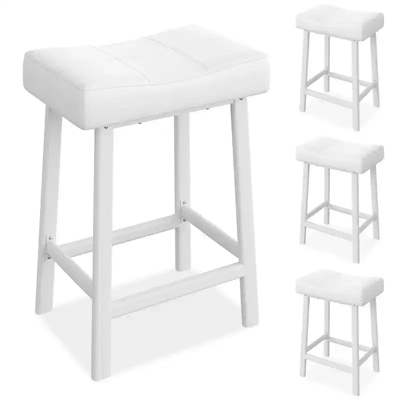 Sgabelli da bar con sedile a sella, neri/marroni/bianchi, set da 4, altezza bancone 61 cm
