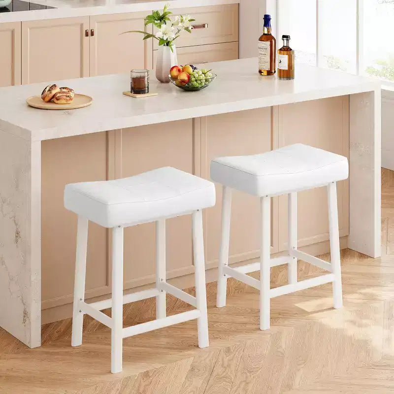 Sgabelli da bar con sedile a sella, neri/marroni/bianchi, set da 4, altezza bancone 61 cm