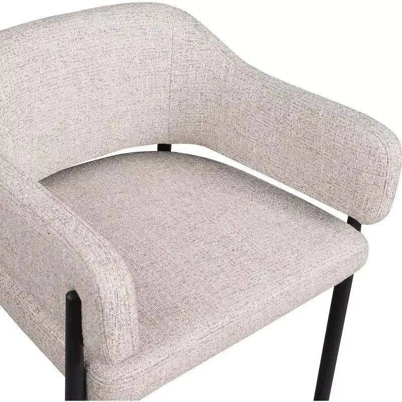 Set di 2 sedie da pranzo imbottite beige con braccioli