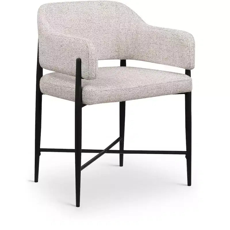 Set di 2 sedie da pranzo imbottite beige con braccioli