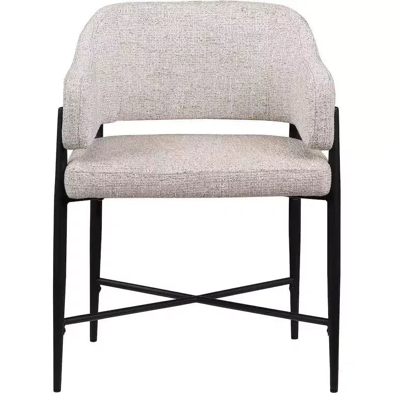 Set di 2 sedie da pranzo imbottite beige con braccioli