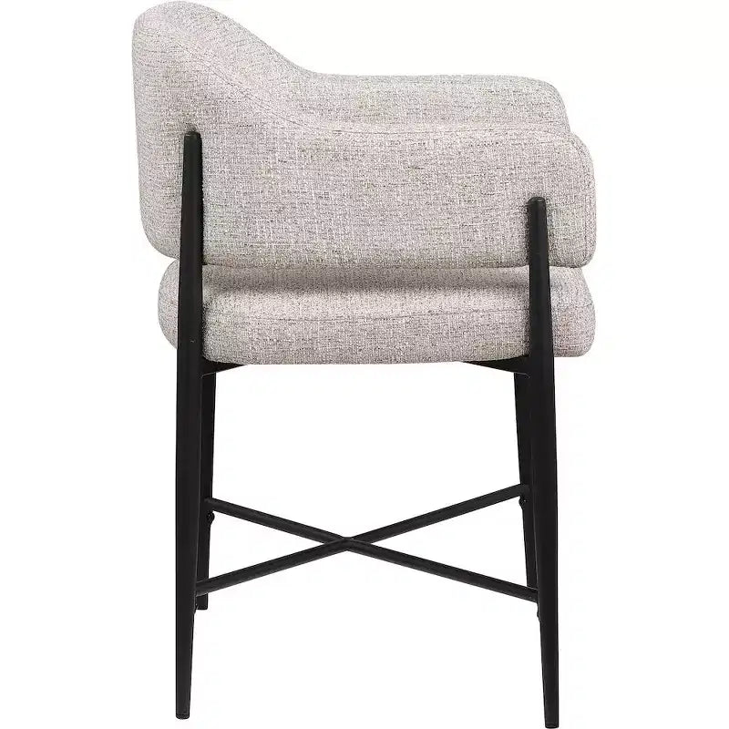Set di 2 sedie da pranzo imbottite beige con braccioli