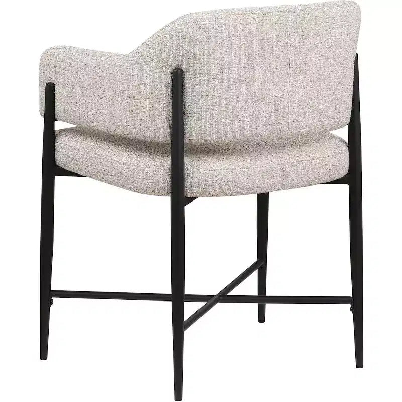 Set di 2 sedie da pranzo imbottite beige con braccioli