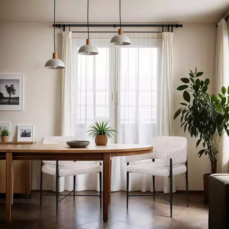 Set di 2 sedie da pranzo imbottite beige con braccioli