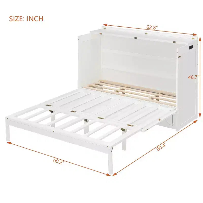 Letto a scomparsa Queen grigio/blu navy/bianco con cassetti, blocco di sicurezza e presa elettrica