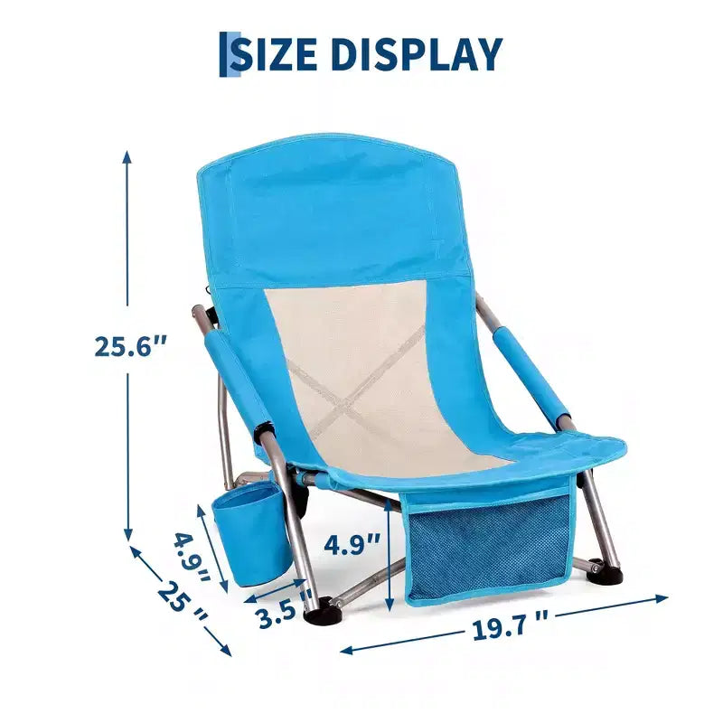 Sedia da Spiaggia Pieghevole Blu con Portabicchieri e Borsa da Trasporto – 1 o 2 Persone