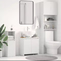 Mobiletto contenitore da bagno bianco a 2 ante