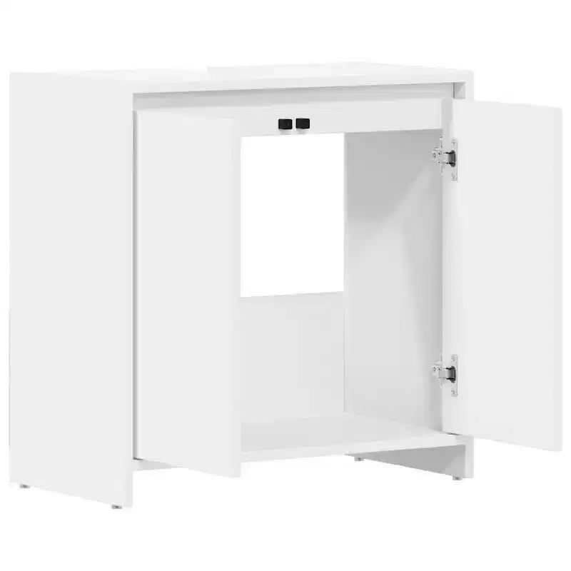 Mobiletto contenitore da bagno bianco a 2 ante