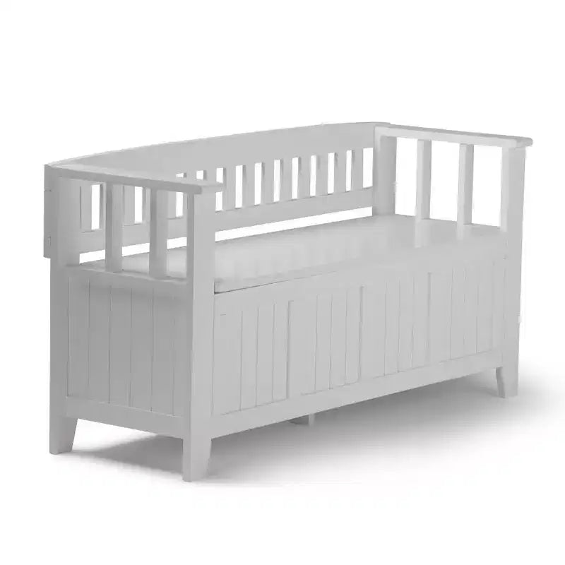 Panca contenitore per ingresso in legno massello, 2 posti, colore nero/bianco/marrone/grigio/blu