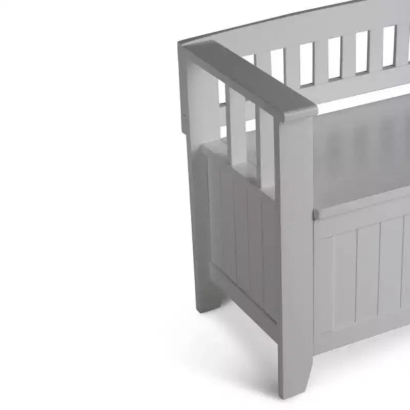 Panca contenitore per ingresso in legno massello, 2 posti, colore nero/bianco/marrone/grigio/blu