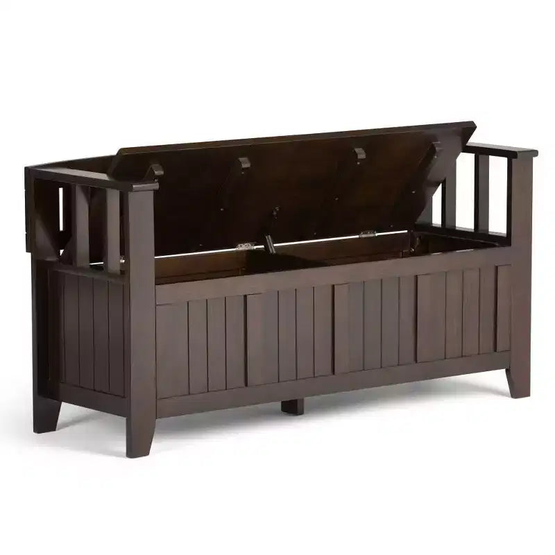 Panca contenitore per ingresso in legno massello, 2 posti, colore nero/bianco/marrone/grigio/blu