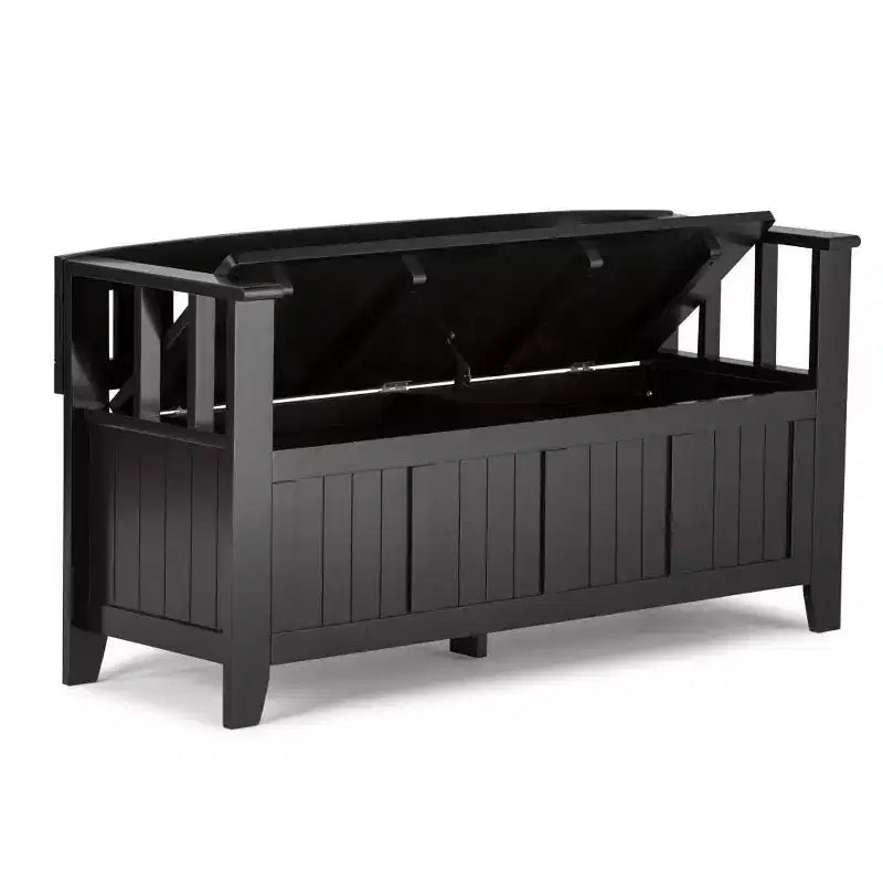 Panca contenitore per ingresso in legno massello, 2 posti, colore nero/bianco/marrone/grigio/blu