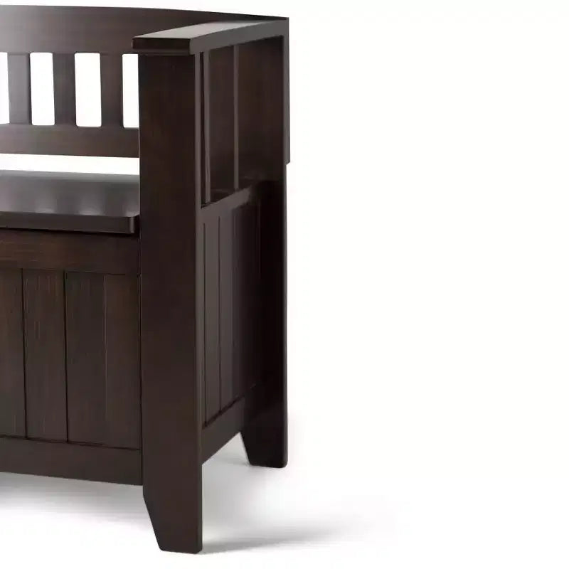 Panca contenitore per ingresso in legno massello, 2 posti, colore nero/bianco/marrone/grigio/blu