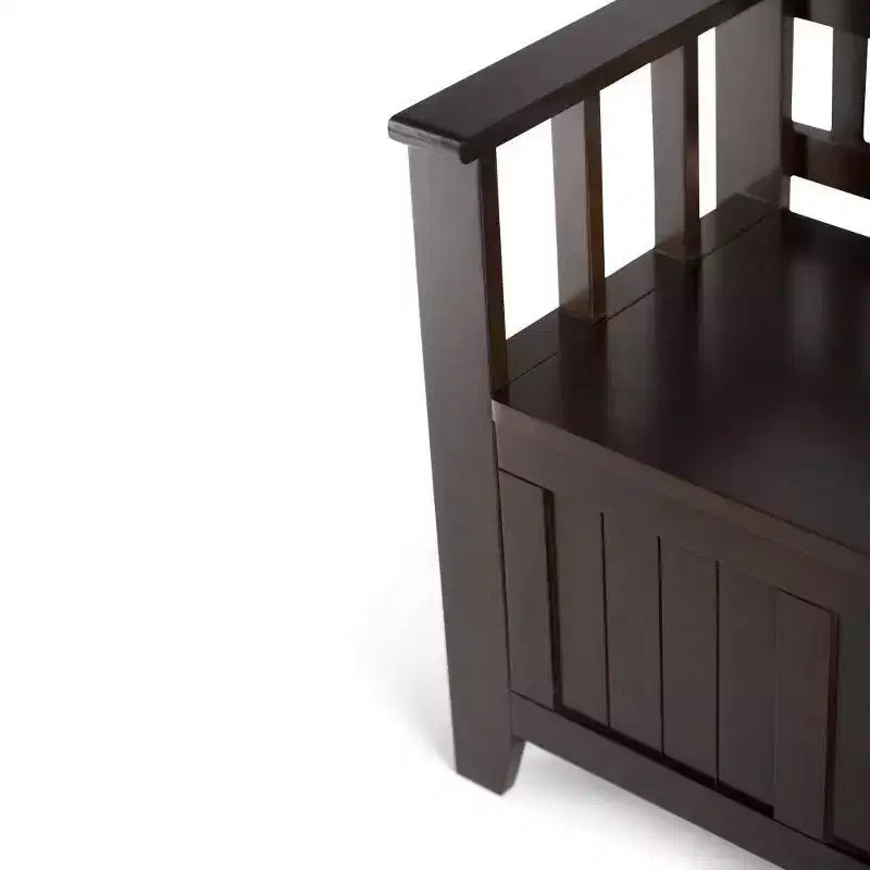 Panca contenitore per ingresso in legno massello, 2 posti, colore nero/bianco/marrone/grigio/blu
