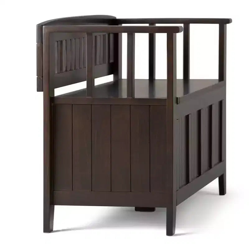 Panca contenitore per ingresso in legno massello, 2 posti, colore nero/bianco/marrone/grigio/blu