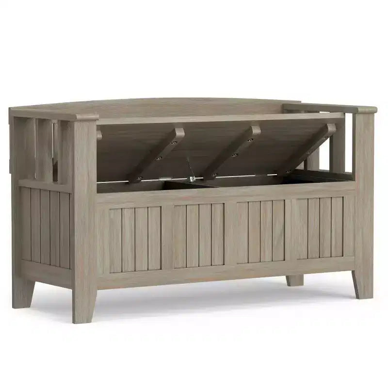Panca contenitore per ingresso in legno massello, 2 posti, colore nero/bianco/marrone/grigio/blu