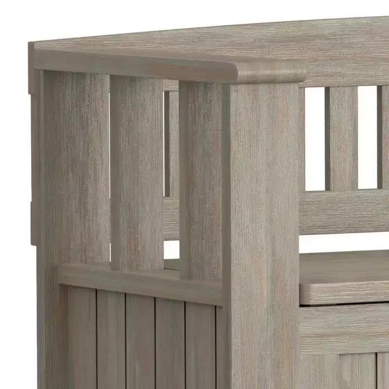 Panca contenitore per ingresso in legno massello, 2 posti, colore nero/bianco/marrone/grigio/blu