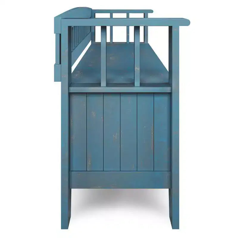 Panca contenitore per ingresso in legno massello, 2 posti, colore nero/bianco/marrone/grigio/blu