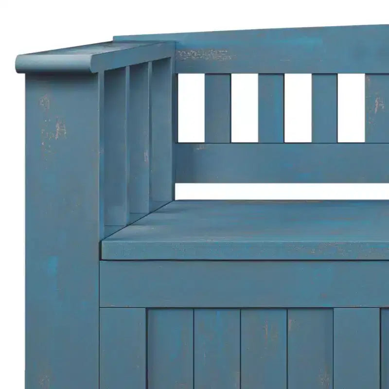 Panca contenitore per ingresso in legno massello, 2 posti, colore nero/bianco/marrone/grigio/blu