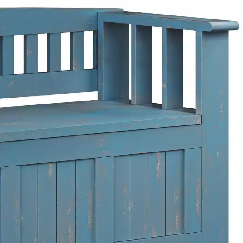Panca contenitore per ingresso in legno massello, 2 posti, colore nero/bianco/marrone/grigio/blu