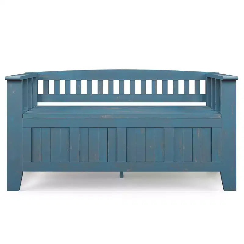 Panca contenitore per ingresso in legno massello, 2 posti, colore nero/bianco/marrone/grigio/blu