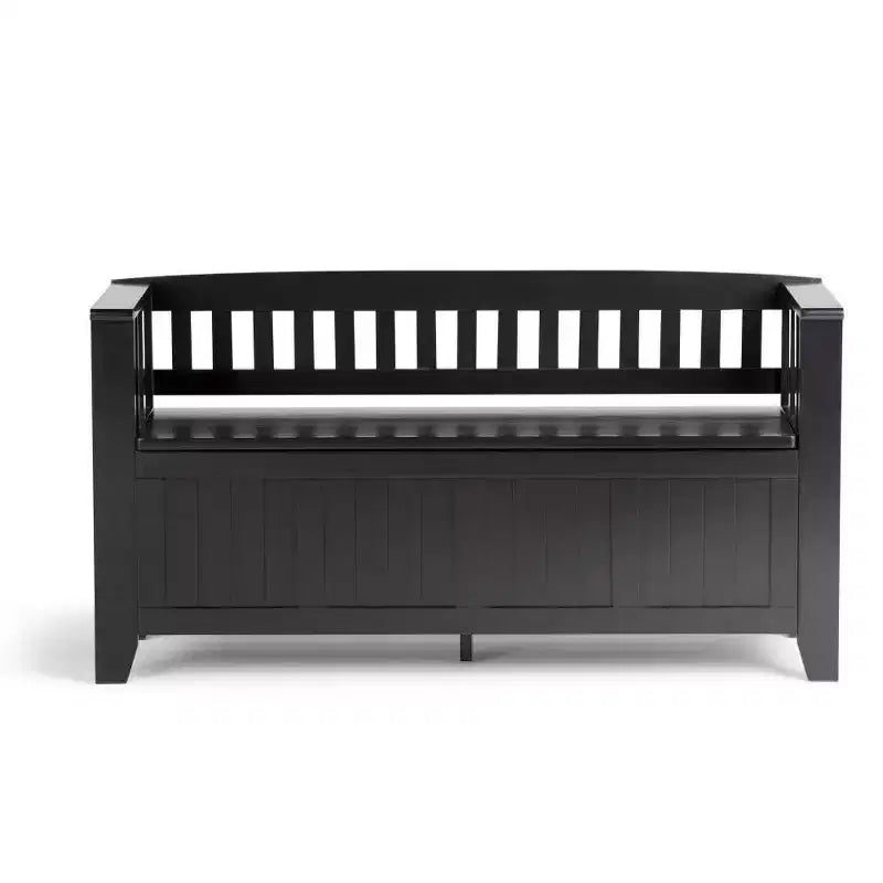 Panca contenitore per ingresso in legno massello, 2 posti, colore nero/bianco/marrone/grigio/blu