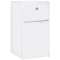 HOMCOM Double Door Mini Fridge with Freezer, 3.2 Cu.Ft Compact Refrigerator with Adjustable Shelf, Adjustable Thermostat
