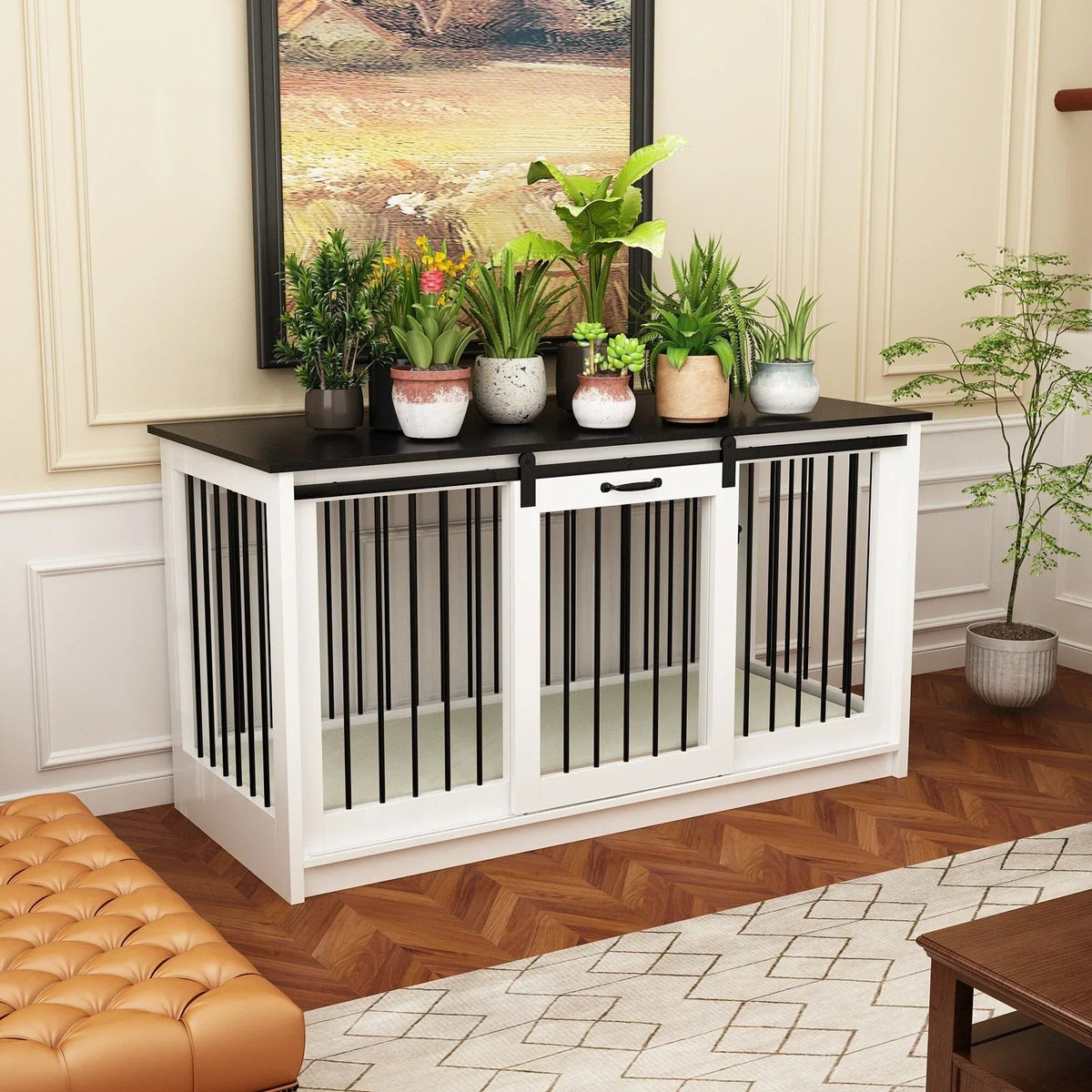 Pet Residence with Iron Tube Reinforcement Stylish & Sturdy Dog Crate