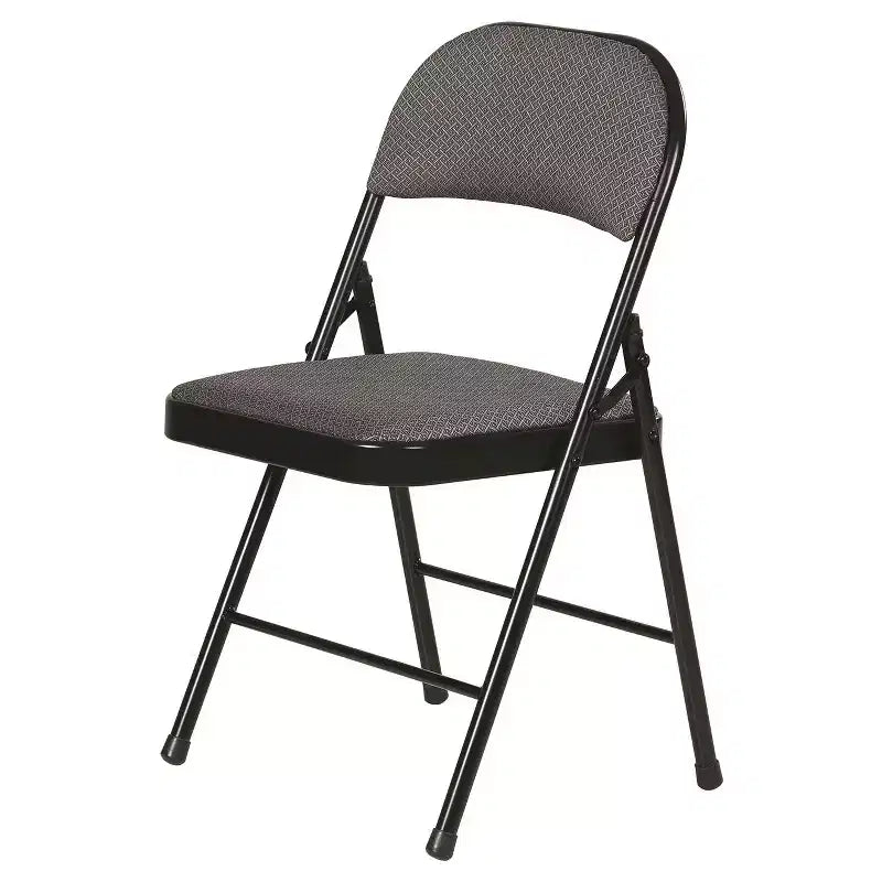 Sedia pieghevole imbottita in tessuto nero e grigio, set da 4